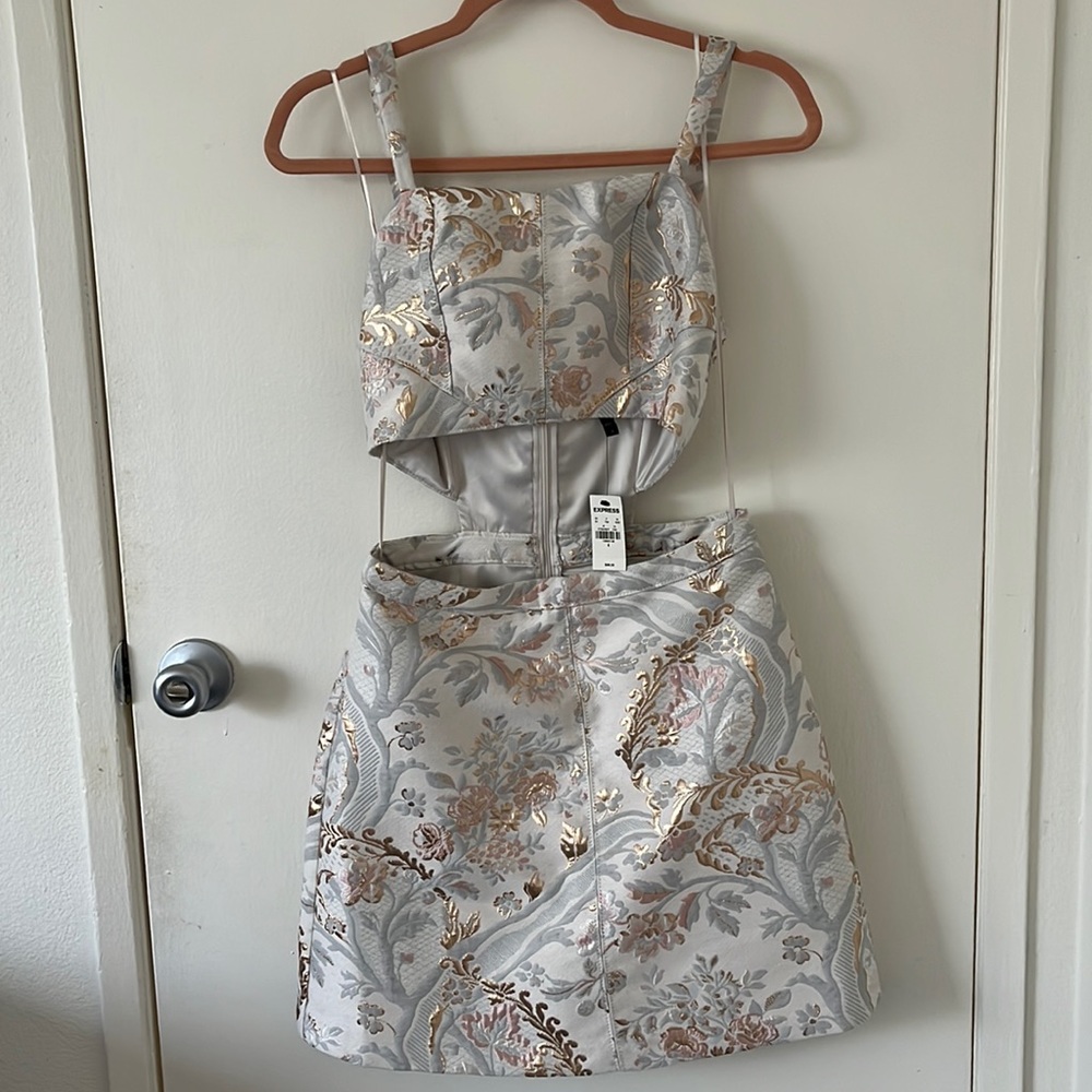 Express Cream Jacquard Cut Out Dress size 4